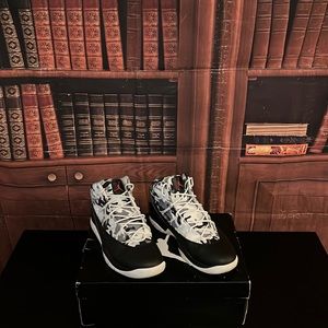 Camouflage Gray and Black Leather Jordan Sneakers